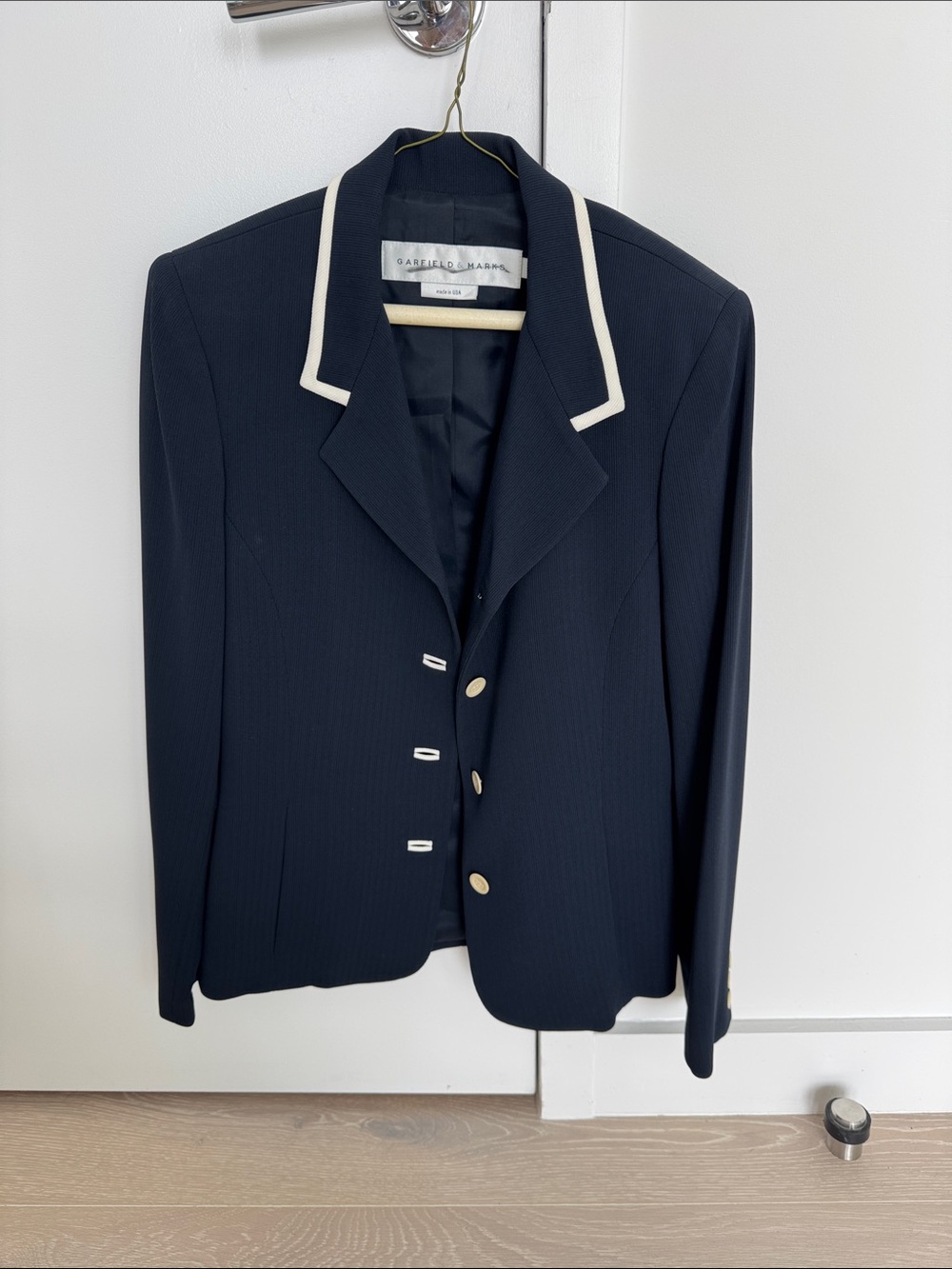 Garfield & Marks Navy Blazer with Cream Trim 8